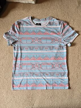 Women's Aztec Stripe T- Shirt - Coral & Teal